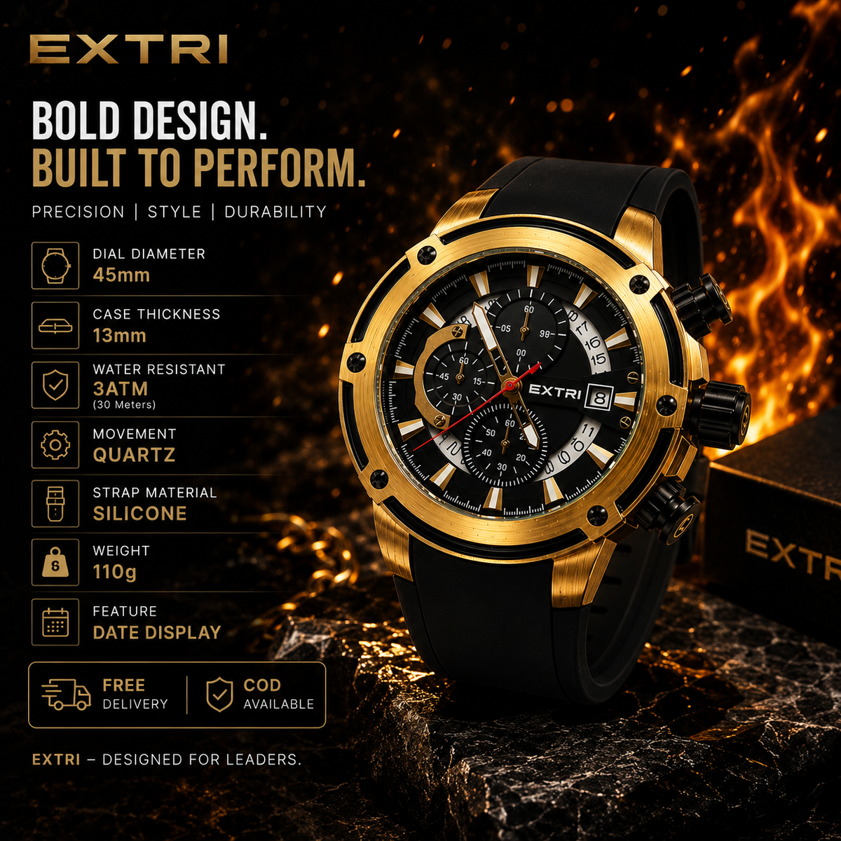EXTRI Premium Chronograph Watch with Container Box
