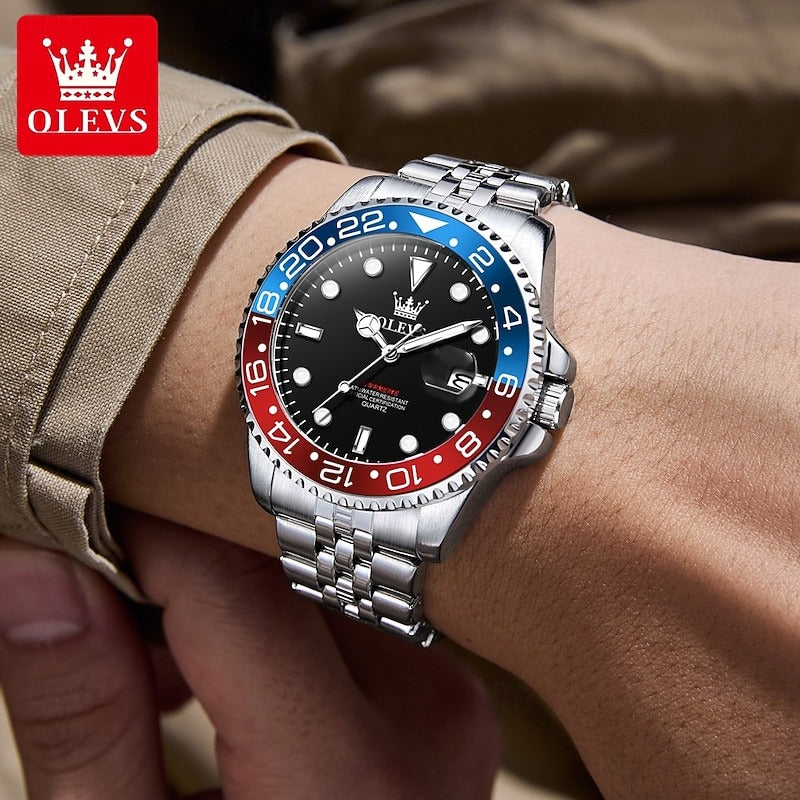 OLEVS 5657 Pepsi GMT Style | ساعة أوليفس بيبسي GMT | 💵 COD | 🚚 شحن مجاني