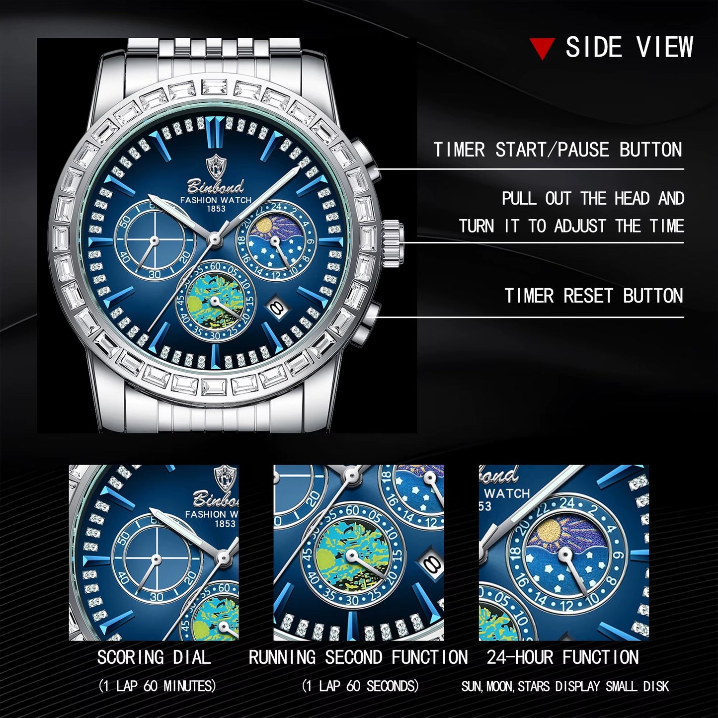 ⌚ BINBOND B8632 Luxury Men's Quartz Watch | ساعة بينبوند B8632 الرجالية الفاخرة | الدفع عند الاستلام (COD) | شحن مجاني داخل السعودية