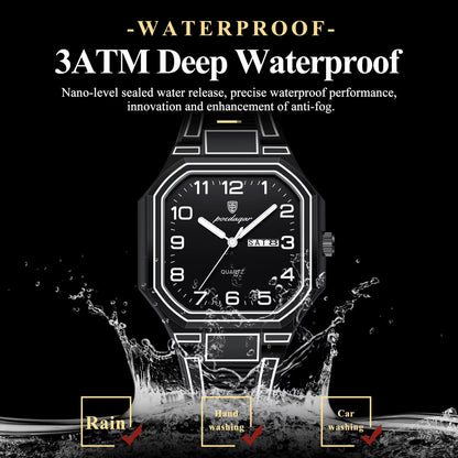 POEDAGAR 608 Black & White Edition - ساعة اسود ابيض ثمانية - Luminous - مضيئة