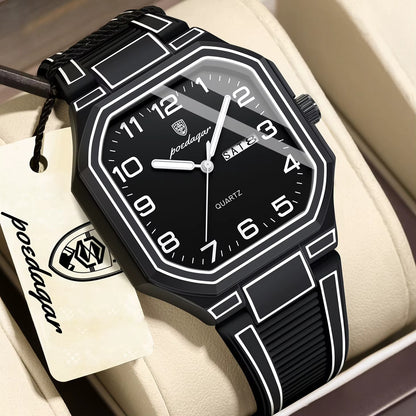 POEDAGAR 608 Black & White Edition - ساعة اسود ابيض ثمانية - Luminous - مضيئة