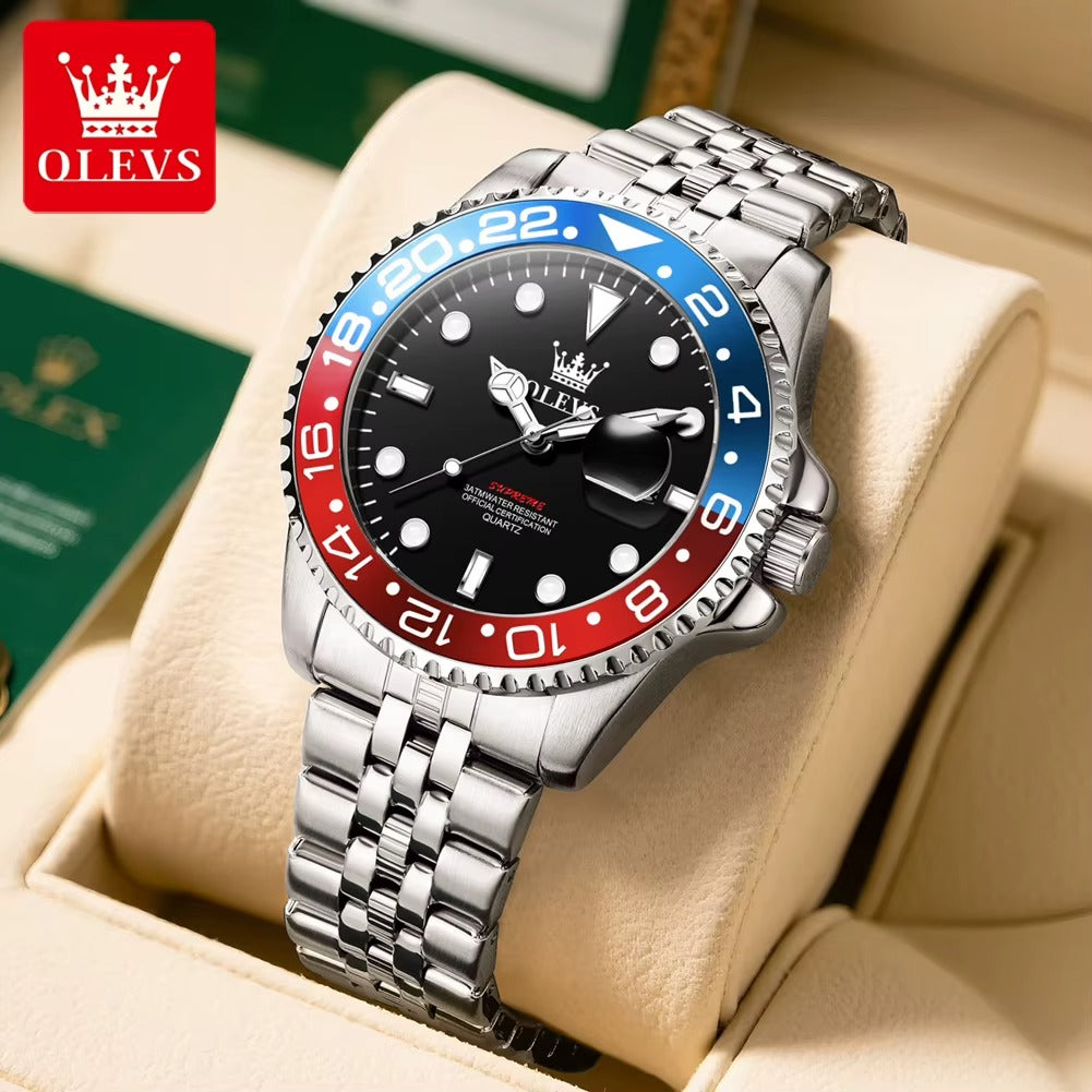 OLEVS 5657 Pepsi GMT Style | ساعة أوليفس بيبسي GMT | 💵 COD | 🚚 شحن مجاني