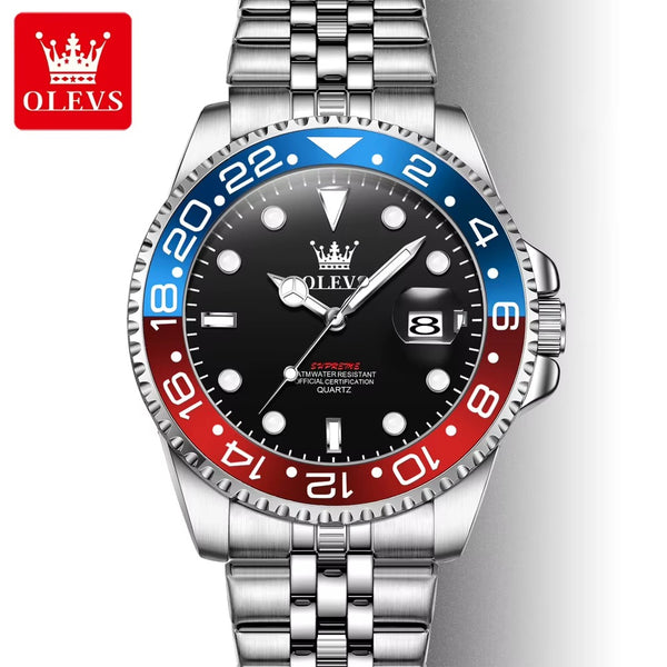OLEVS 5657 Pepsi GMT Style | ساعة أوليفس بيبسي GMT | 💵 COD | 🚚 شحن مجاني